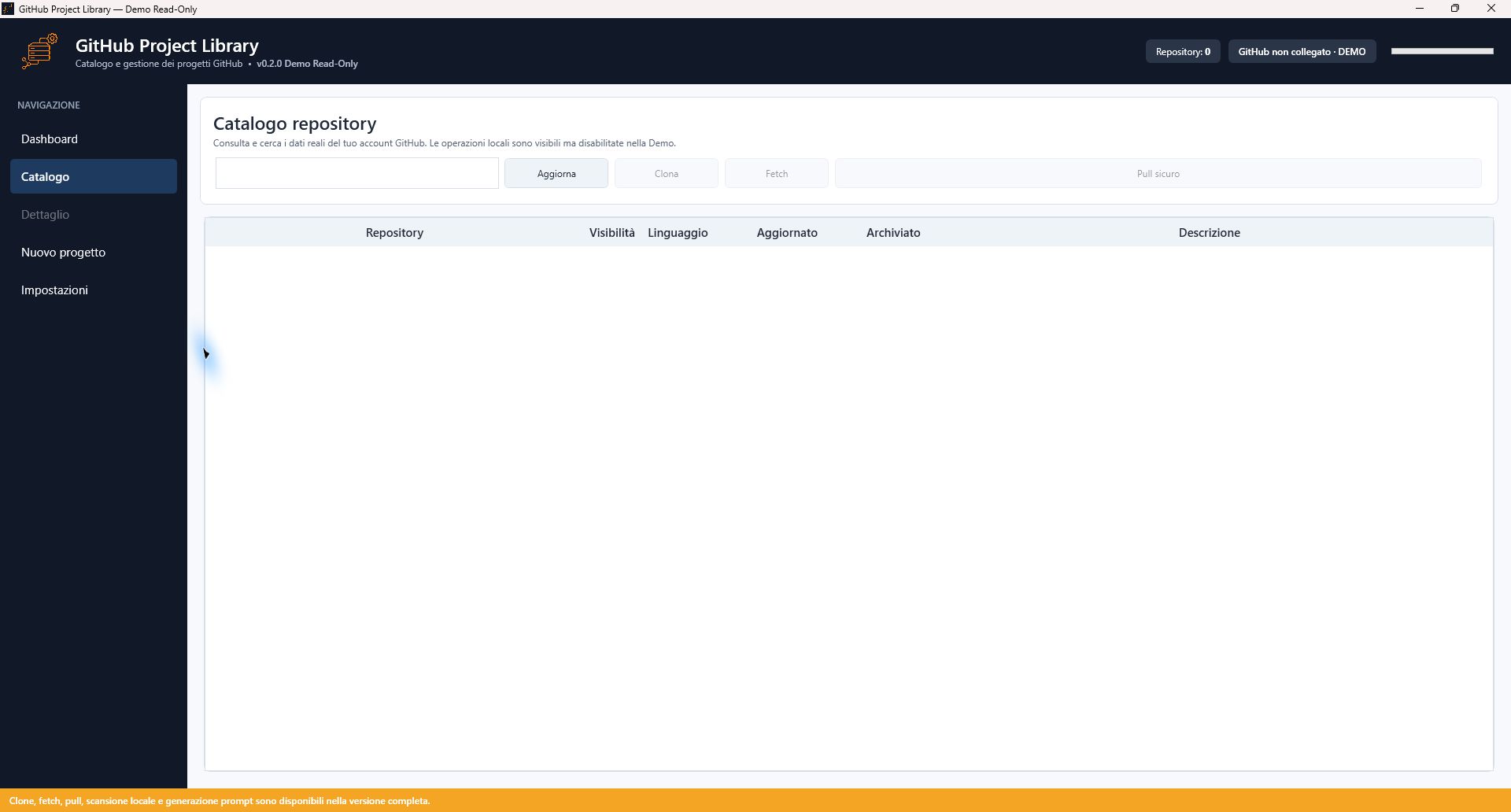 Read-only Demo repository catalogue